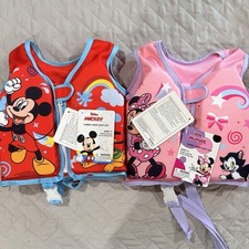 Disney Swim Vest Lot of 2 Mickey and Minnie Mouse Ages 1 Up to 40 LBS New NWT
