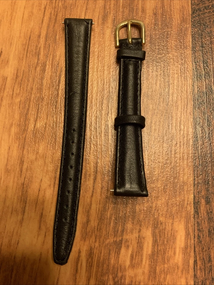 Timex Watch Band  Women Black Leather TX39913 LBK Thin Strap 13MM Vintage - Image 2 of 4