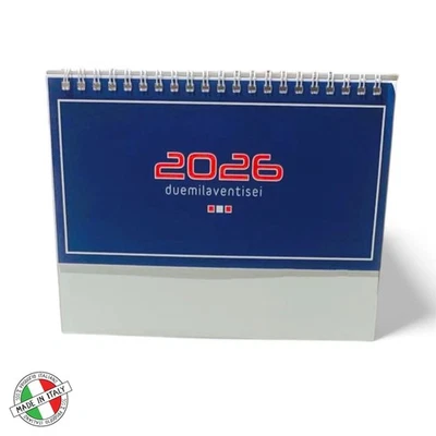 Calendario da Tavolo 2026 Rosso Mensile 19x14,5 cm per Ufficio Casa Scuola