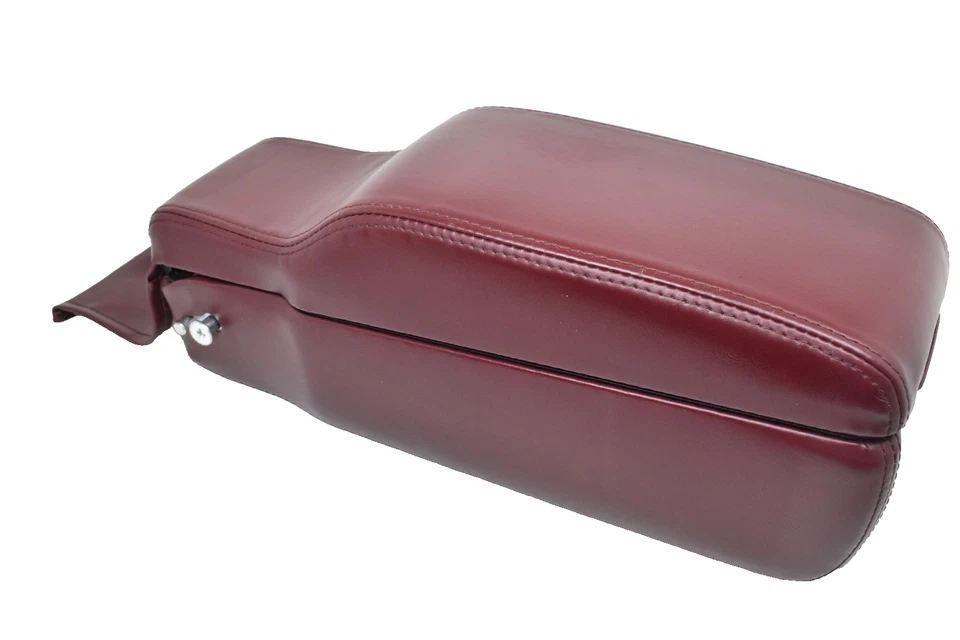 Cadillac DeVille 1994-1999 consola central cuero rojo reposabrazos almacenamiento superior OEM Foto 3 de 4