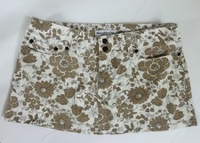 Vintage Abercrombie  Fitch Low Rise Floral Mini Skirt Sz 6 100 Cotton Y2K Tan