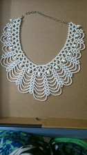 White Faux Pearl Bib Collar Statement Necklace Adjustable Lobster Clasp