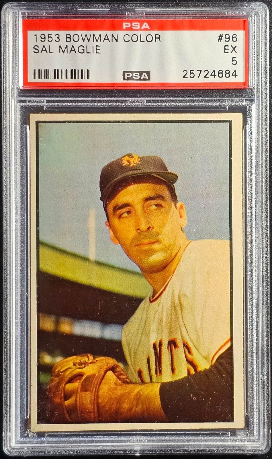 1953 BOWMAN COLOR #96 SAL MAGLIE, PSA GRADED 5 EX, CERT #25724684