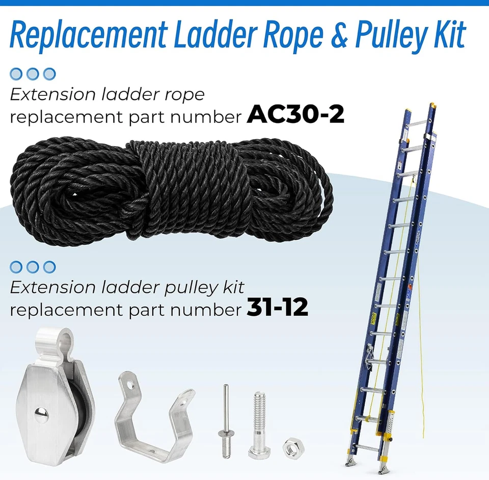 Extension Ladder Rope & Pulley Kit Compatible with Werner Aluminum Extension Lad - Image 3 of 4