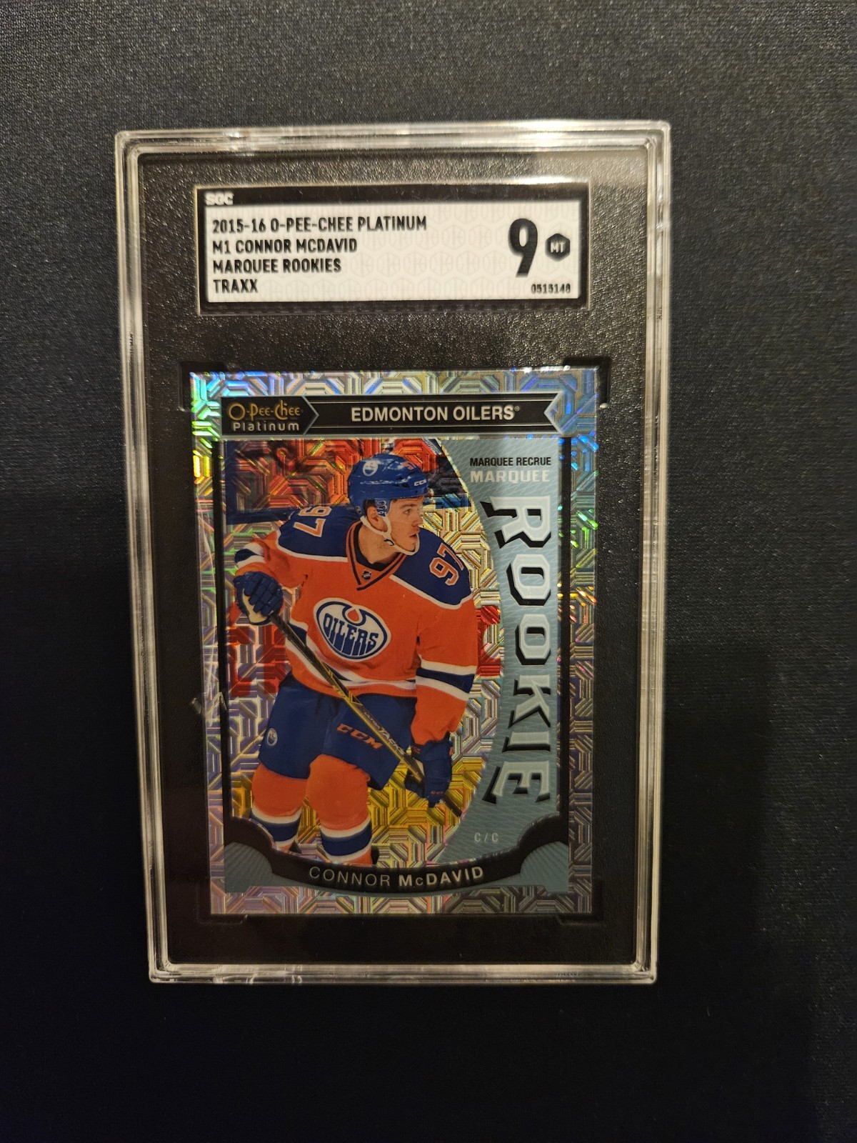 2015-16 O-Pee-Chee OPC Platinum Marquee Rookies Traxx Connor McDavid #M1 SGC 9