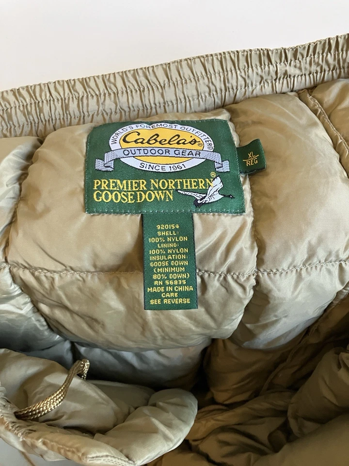Pantalones Cabelas Puffer Para Hombre Talla XL NorthernGoose Plumón Bronceado Capa Base Caza Foto 4 de 4