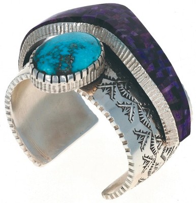 Double-Stacked High Grade Natural Hidden Valley Turquoise & Sugilite Inlay
