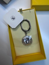 Portachiavi Swarovski taglio tondo, bianco, rodiato nuovo in confezione originale