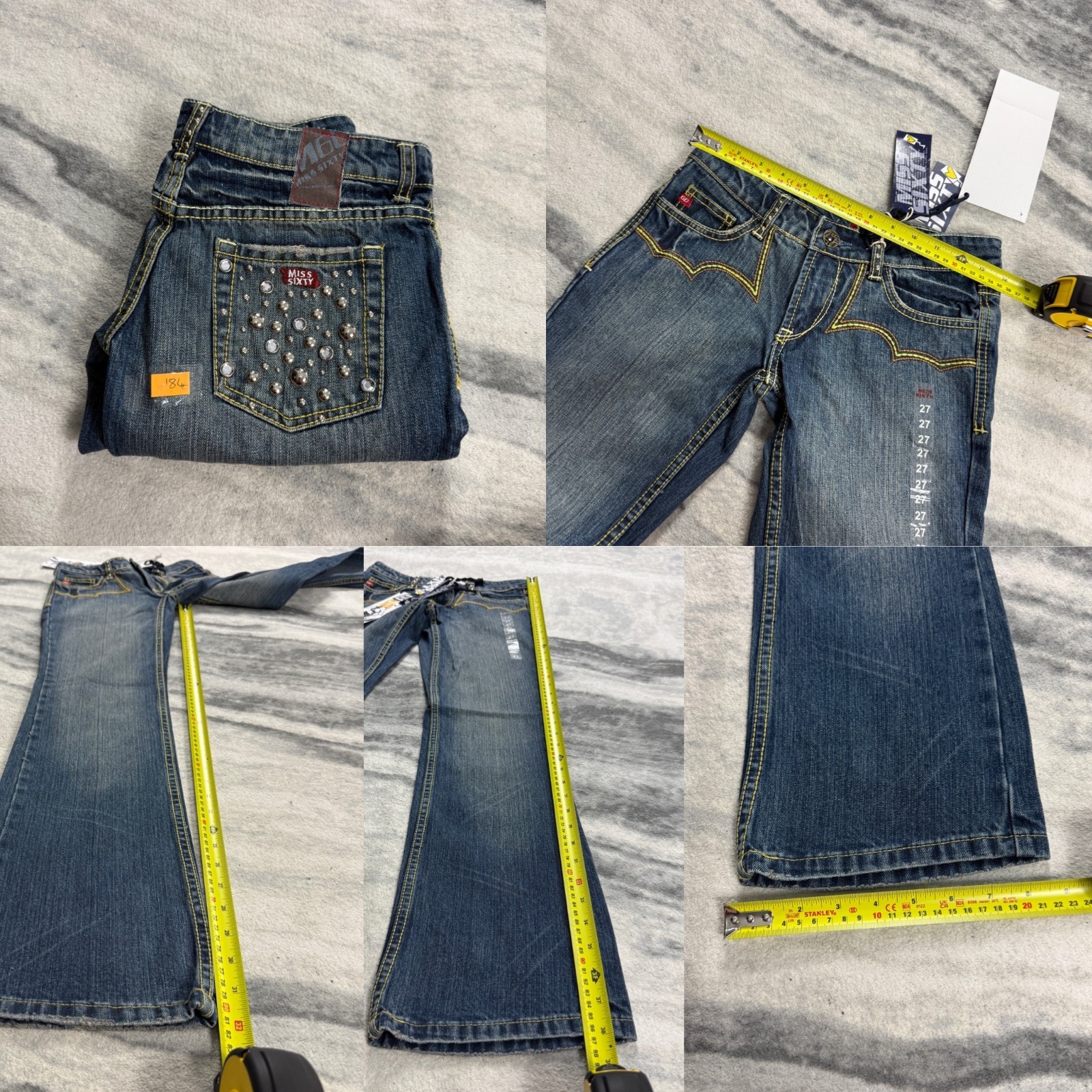 Vintage Miss Sixty 2000s Y2K 'Eden' Blue Studded Bootcut Low Rise Size 27 Jeans image 8