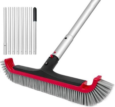 Swimming Pool Brush with Pole 17.5'' Wall Brush w/ 10FT Adjustable Aluminum Pole
