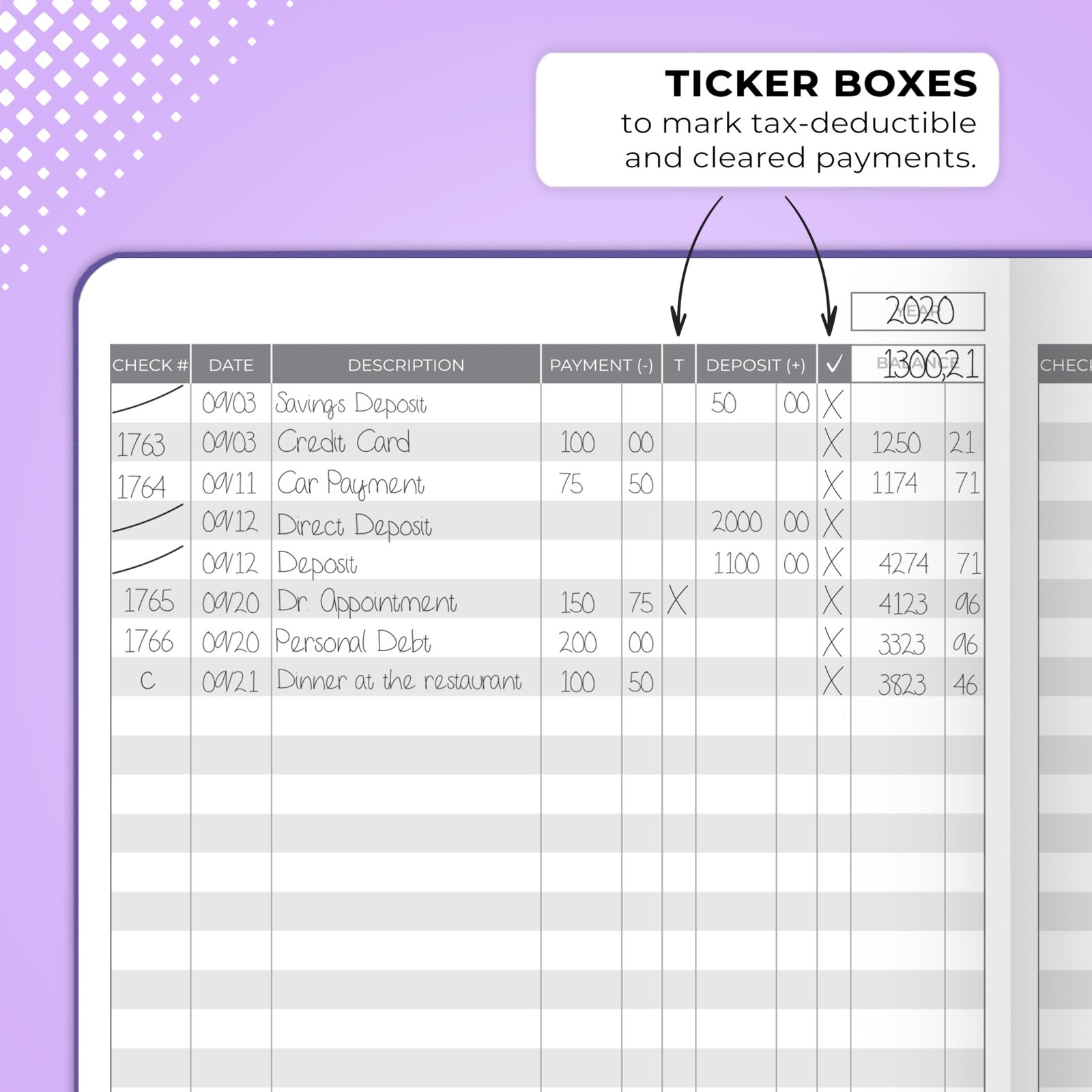 Clever Fox Check Register – Deluxe Checkbook Log with Check & Transaction