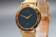 【Near MINT】 Vintage GUCCI 3000M Black Dial Gold Quartz Men's Watch from JAPAN