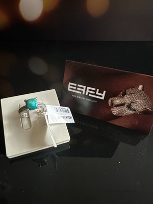 NEU MIT ETIKETT EFFY ENY RING STERLINGSILBER, DIAMANT & TÜRKIS GRÖSSE 7