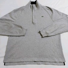 Lacoste Men's Gray Quarter Zip Sweatshirt Pullover FR 5 Large 100 Cotton
