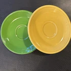 2005 Homer Laughlin Fiestaware 2 Saucers Shamrock Green Sunflower Yellow