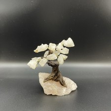 "Mini bonsái de piedra áspera de cuarzo rosa crudo de 4,5"" con base de cristal para árbol de la vida"