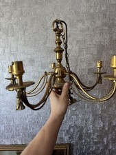 Vintage Brass Chandelier – 5 Arm Ceiling Light – Classic Style
