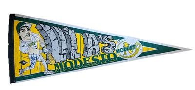#ad Vtg 1995 Modesto A#x27;s Lil#x27; A#x27;s Pennant Flag Unknown Autographs A#x27;s Minor League $49.99