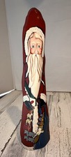 Vintage Santa Claus Folk Art Hand Painted Wood Figurine Signed 93 12.5 GM-127