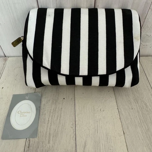 Mini pochette rayée vintage Christian Dior imprimé animal USA avec étiquettes