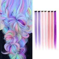 7 PCS Highlight Rainbow Candy Colored Straight Clip In Hair Extensions Hairpiece