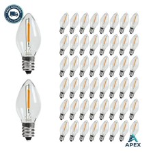 C7 LED Christmas Light Bulb 50 Pack Warm White Shatterproof E12 0.6W 7W