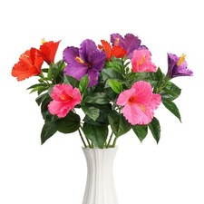 30in Silk Artificial Hibiscus Flowers 3PCS Fake Tropical Hawaii Flowers with ...