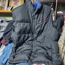 Vintage 90s Nautica Competition Bubble Down Puffer Vest Black Colorway Mens XL