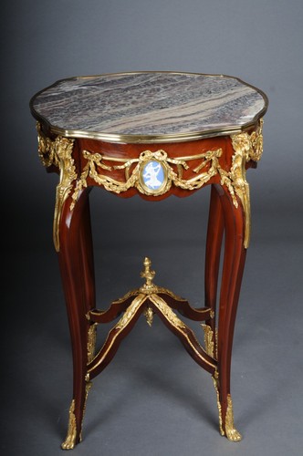 Grandioser Table D'Appoint Avec Bronze Louis XV Marbre Bois de Hêtre - Photo 1 sur 12