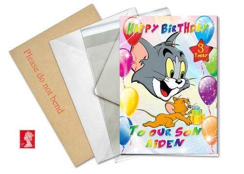 b476; Tolle personalisierte Geburtstagskarte *beliebiger Name Alter Text* Tom&Jerry - Bild 4 von 10