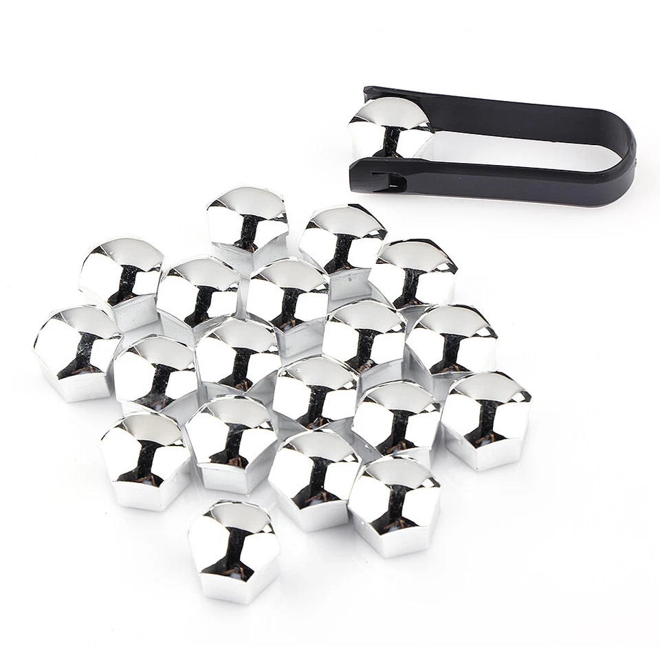 20x 17mm Boulon Écrou Chrome de Roue Voiture Cache Bouchon Couvercles - Photo 2/4