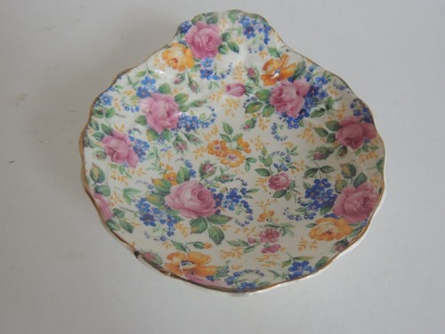 3 Vintage James Kent Rose Floral Rosalynde Chintz Shell Tray Sugar bowl & Cup - Picture 3 of 8