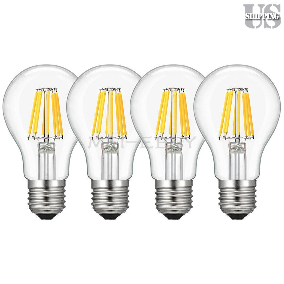 4pcs E26 Globe Bulb LED Light COB Edison Filament Dimmable Lamp 4W 6W 8W 110V - Image 2 of 4