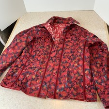 Floral Brocade Long Sleeve Reversible Vibrant Color Blazer Jacket Women s M