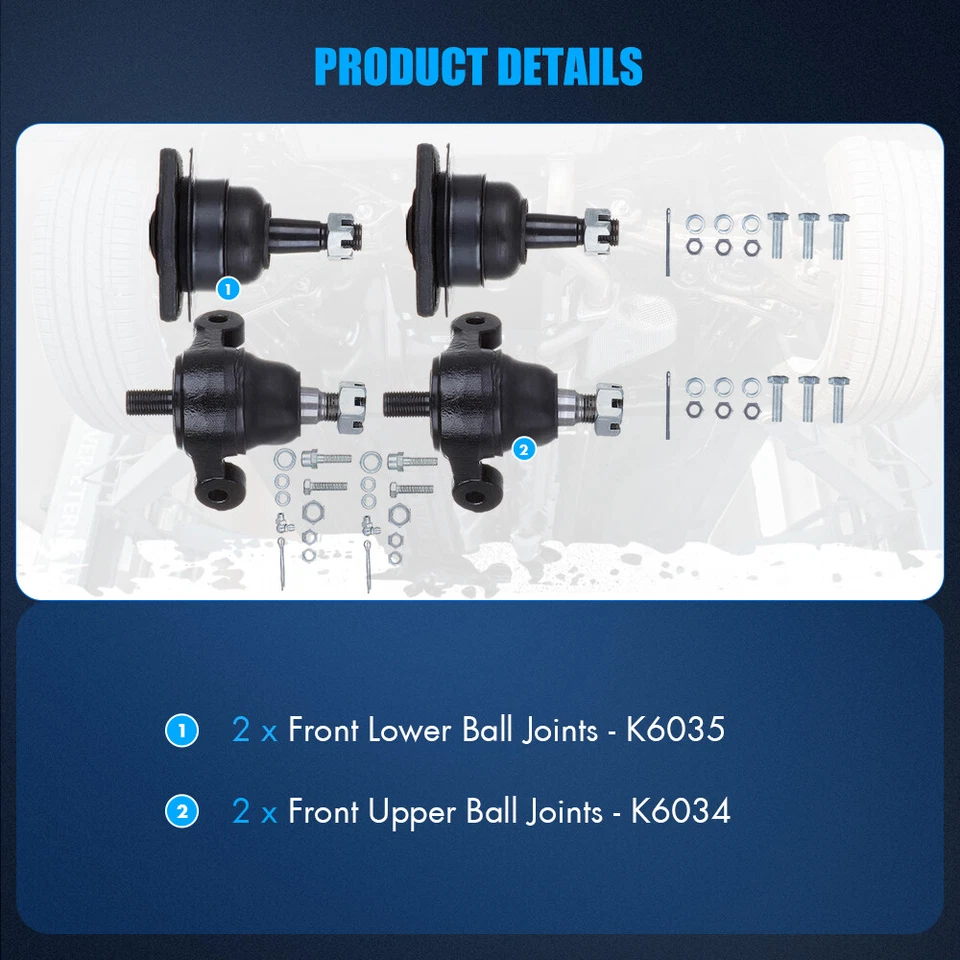 4pcs Front Upper & Lower Ball Joints Kit For 1959-1970 Chevrolet Impala - Image 3 of 4