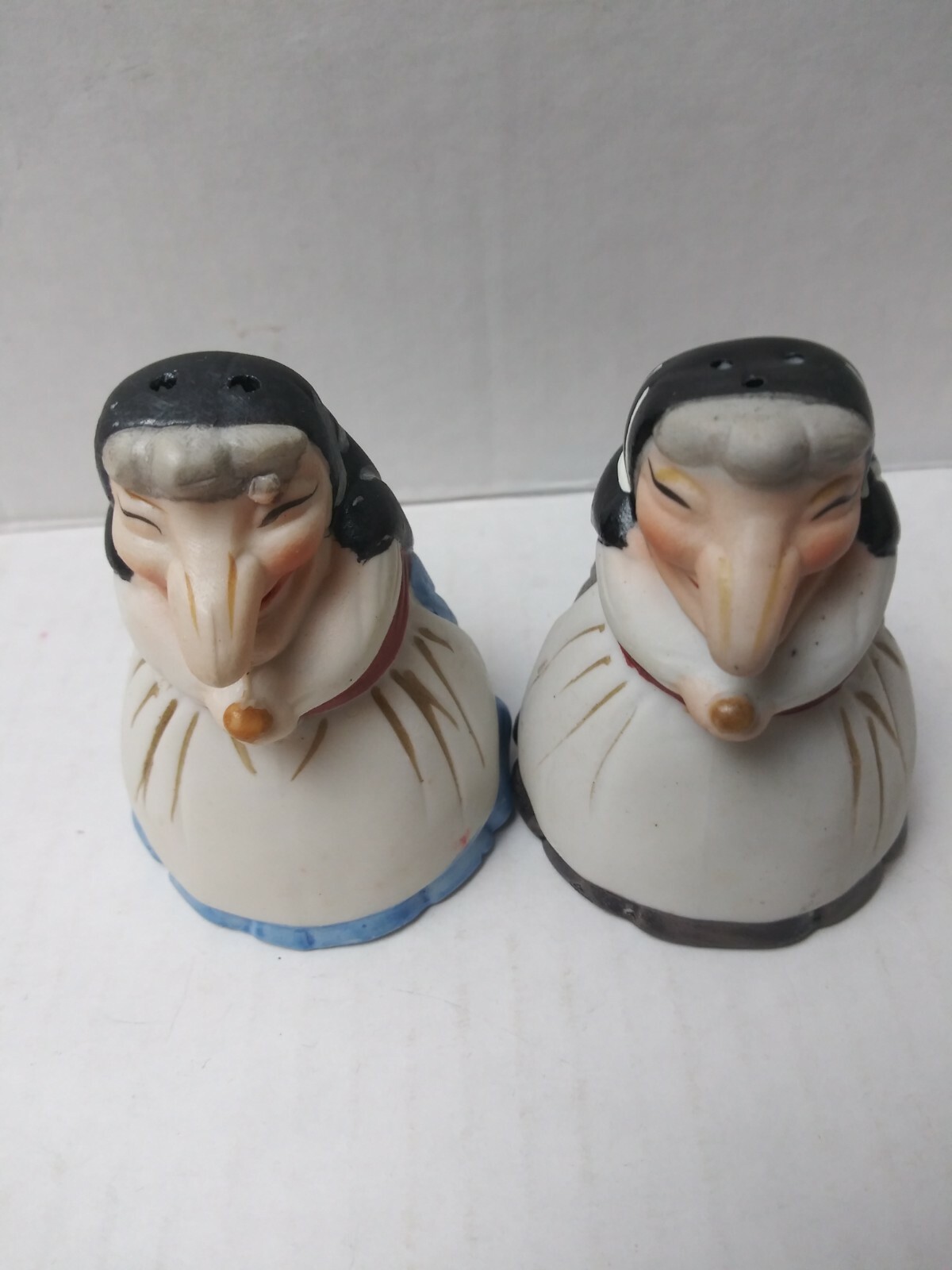 Vintage ceramic Kitchen Witch Salt And Pepper Shakers 3 T 2 W made in