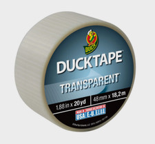 DUCK Tape Duct Clear TRANSPARENT Indoor/Outdoor Easy Tear 1.88" W x 20 yd. L