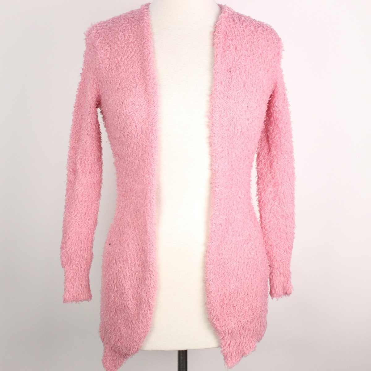 Zara Pink Shaggy Cardigan Zara Womens Small Pink Fuzzy Knit