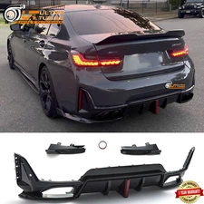 Gloss Black LED Rear Diffuser For 2023-2024 BMW 3 Series 330i M340i G20 M Sport