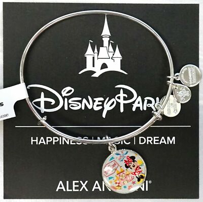 Disney Parks Alex and Ani Disneyland Minnie Small World Silver Bangle Bracelet