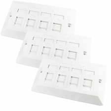RJ45 Face Plate Wall Socket Cat5e Ethernet Double Gang 4 Port with Keystones 3PK