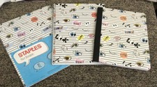 Lot 3-Staples Composition 80 sheet/70 Spiral Notebook Wide Rule  Poly Dividers