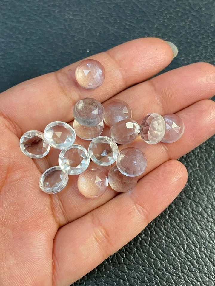 Natural Crystal Quartz Round Rose Cut Gemstone Wholesale Gemstones For Craft - Image 4 of 4