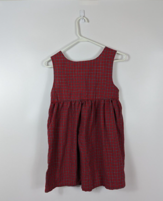 Lil Cactus Red Plaid Sleeveless Babydoll Dress Santa Applique Christmas Bow  8Y | eBay