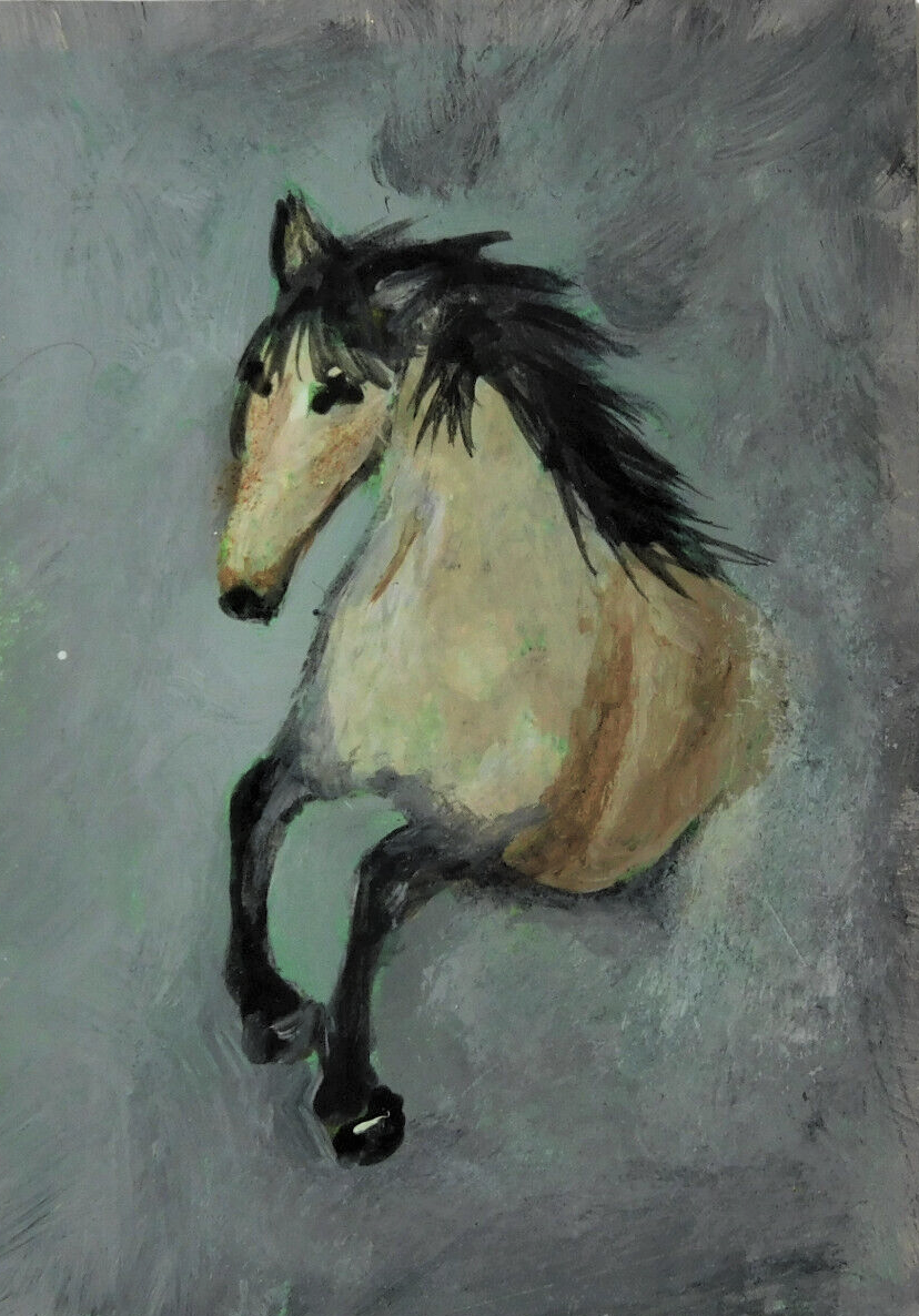 ACEO/ATC Running Horse Original Art by Rain Crow