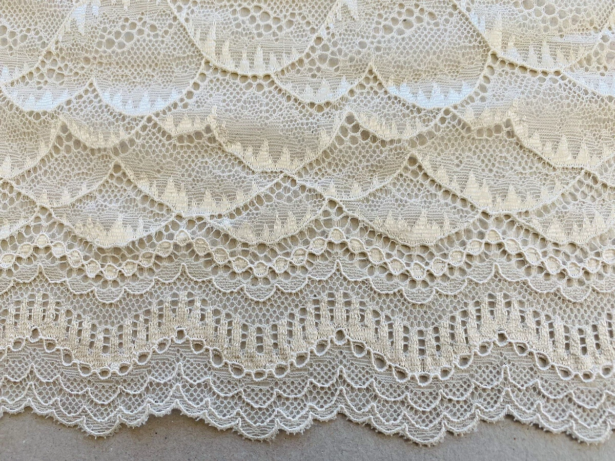 Stretch Ivory White French Double edged Lace Trim Sewing Crafts