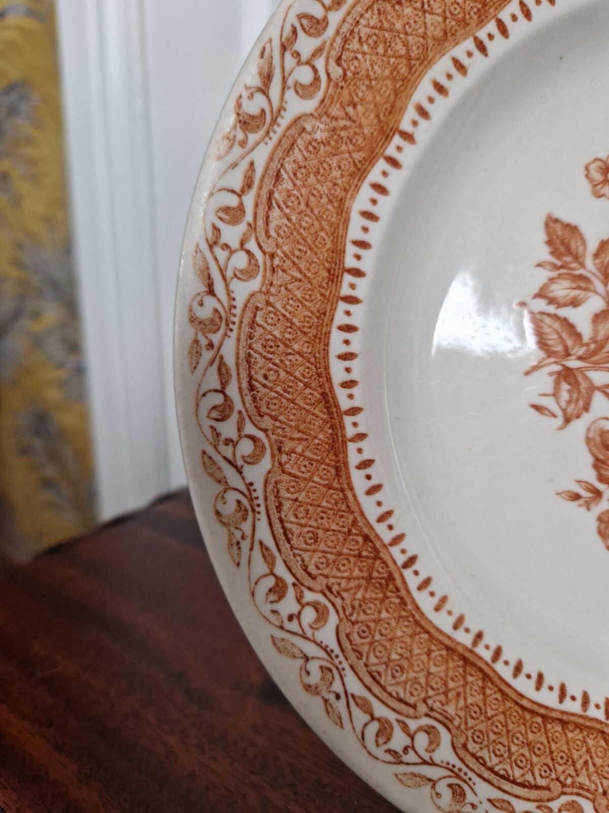 Vintage Staffordshire English Ironstone Tableware Brown Floral Display
