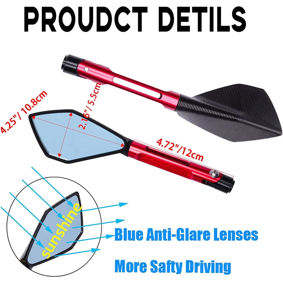 Espejos retrovisores laterales para moto Ducati Monster 796 969 900 1000 1100 1200 Foto 3 de 4