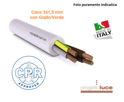 CAVO ELETTRICO FG16OR16 3G1.5 3x1.5 Mm² IN DOPPIA GUAINA PER USO Esterno E Interno Tripolare 3 Poli Cpr 061 Kv Iemmequ - Foto 12
