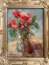 Original Framed Impressionism Oil Painting 12"x9” Still Life Artist Signed